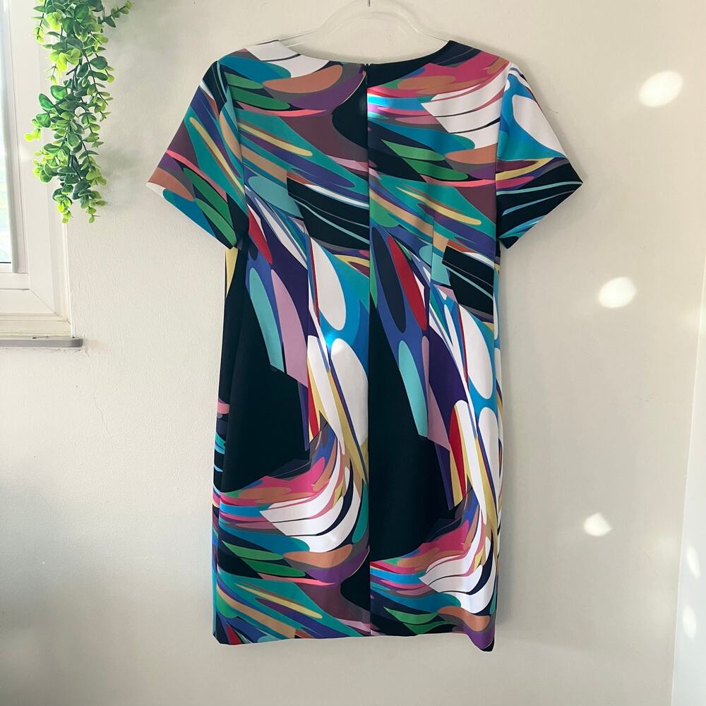 Trina Turk Multicolor Jersey Sheath Abstract Wave Black Dress - Picture 4 of 4